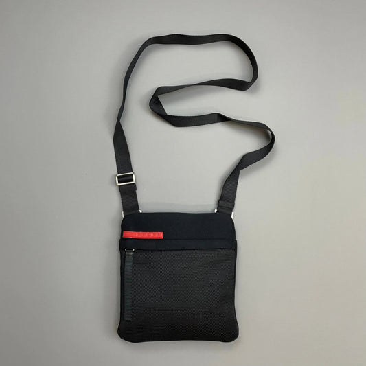 Prada Sport Black 1999 Neoprene Mesh Side Shoulder Bag