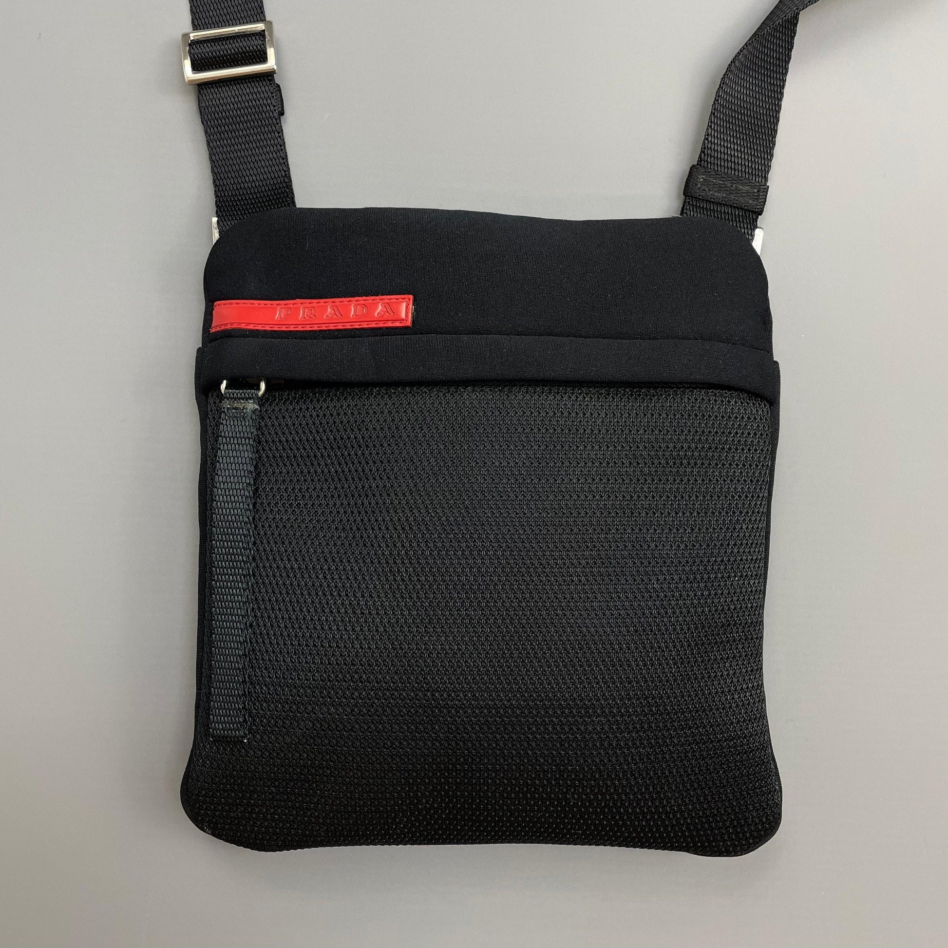 Prada Sport Black 1999 Neoprene Mesh Side Shoulder Bag