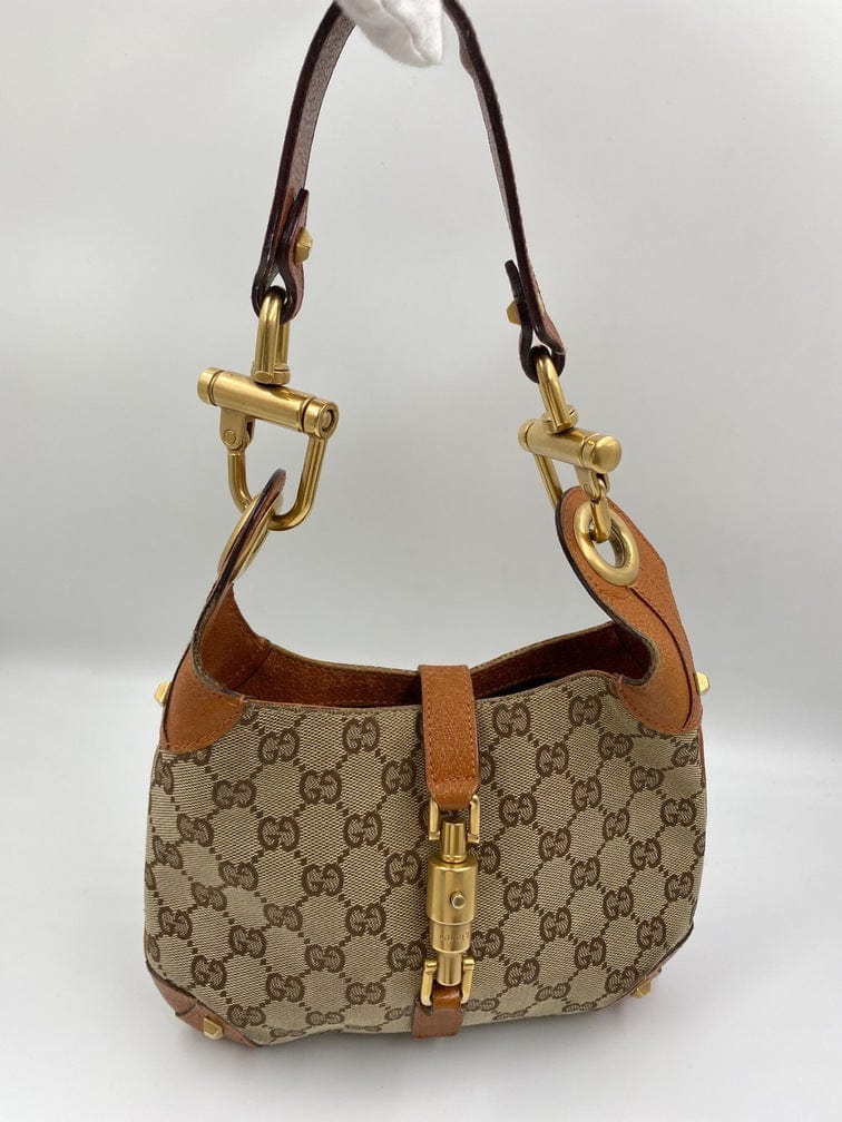 Gucci Jackie Leather Canvas Shoulder Bag Style 13