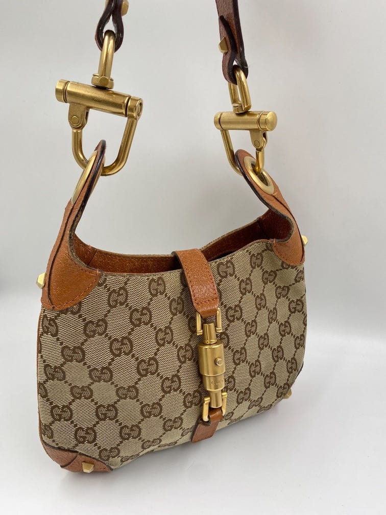 Gucci Jackie Leather Canvas Shoulder Bag Style 13