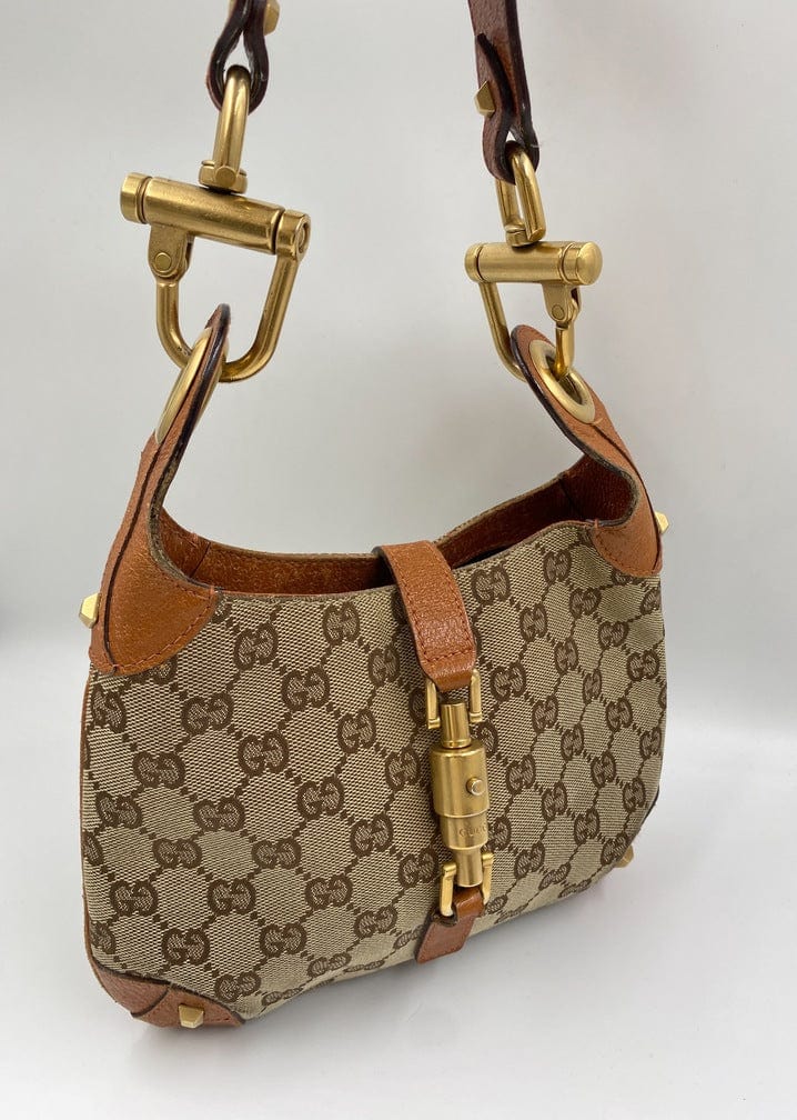 Gucci Jackie Leather Canvas Shoulder Bag Style 13