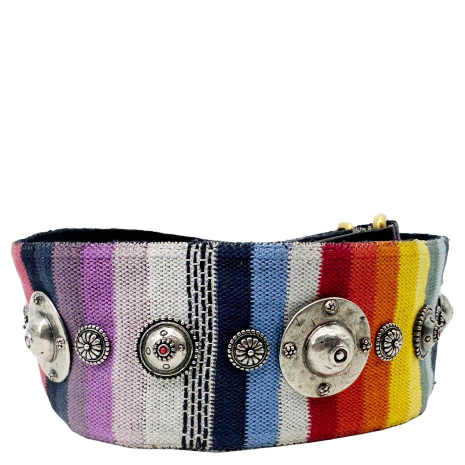 CHRISTIAN DIOR Studded Embroidered Canvas Shoulder Strap Rainbow