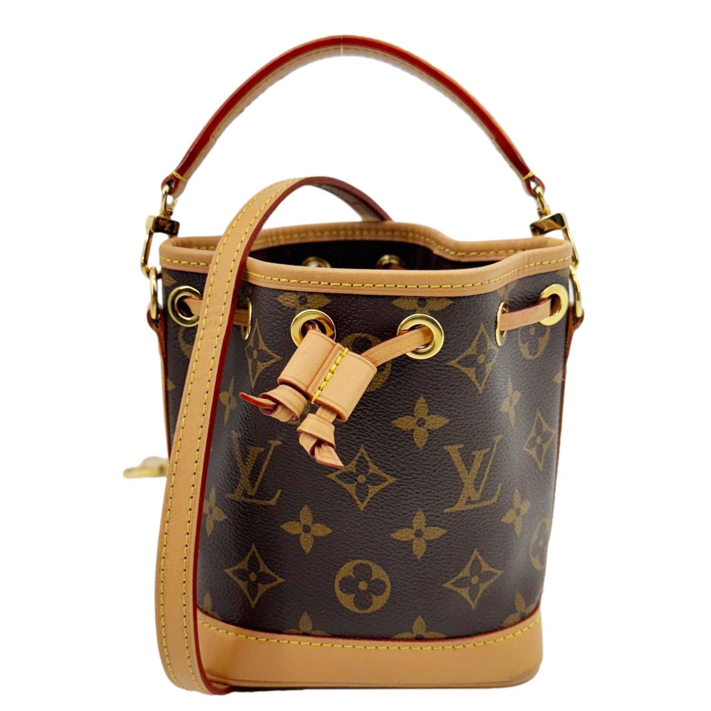 LOUIS VUITTON Nano Noe Monogram Canvas Crossbody Bag Brown