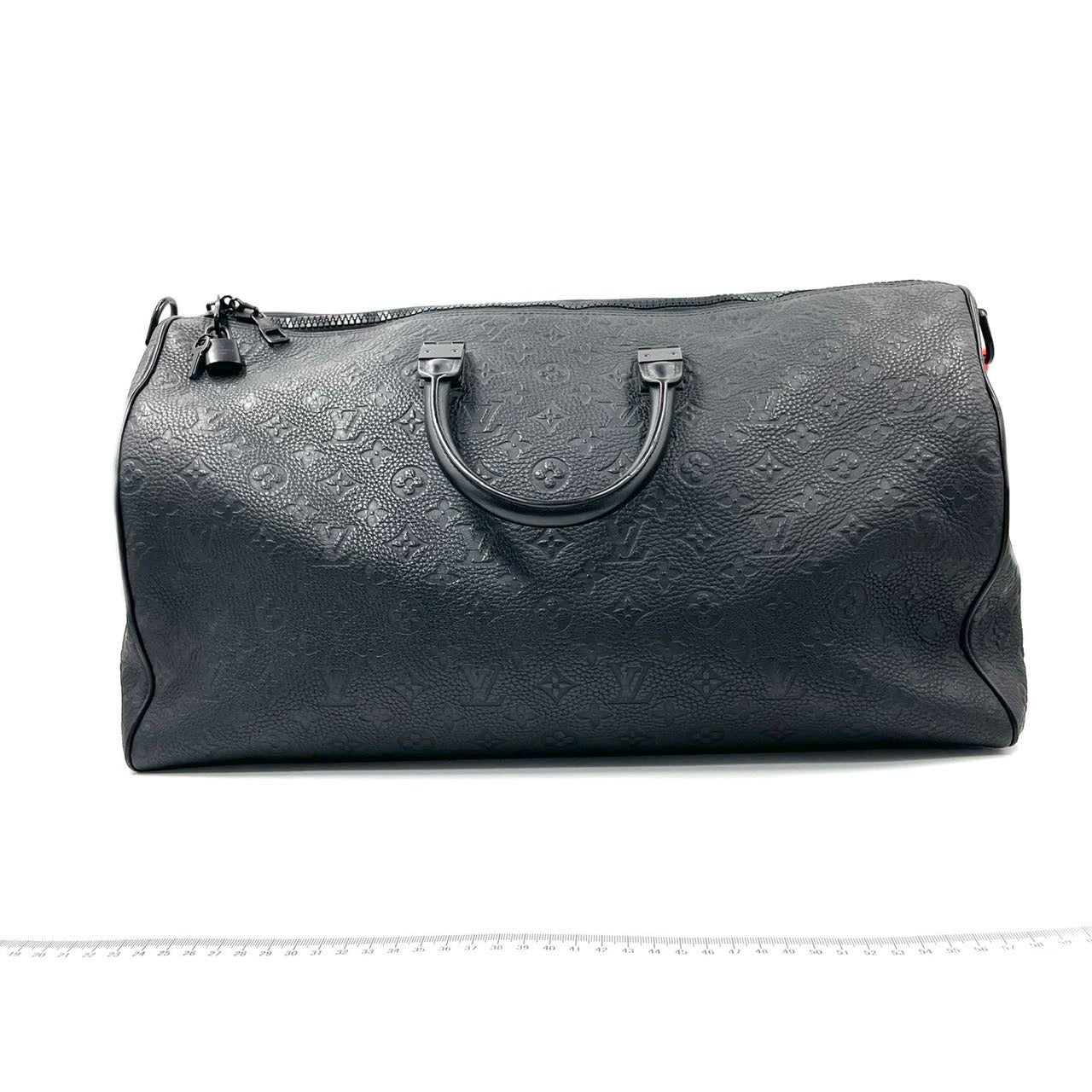 Louis Vuitton Keepall Monogram Bandouliere 50 Absolute Black with Orange Chain Virgil Abloh Design