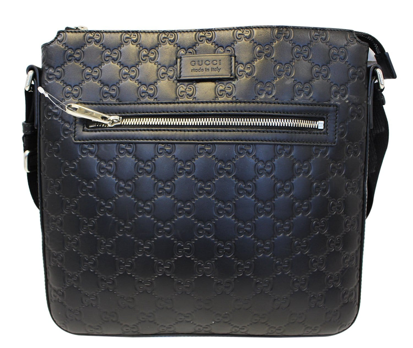 Gucci GG Signature Leather Black Messenger Bag 406408