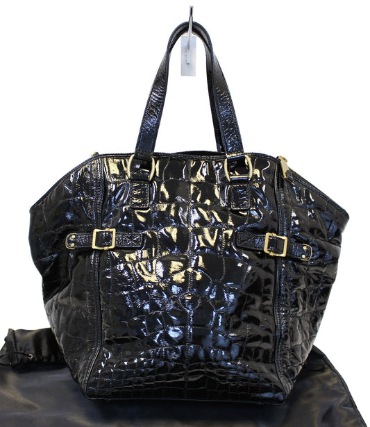 SAINT LAURENT Black Patent Leather Downtown Medium Tote Bag - Last Call
