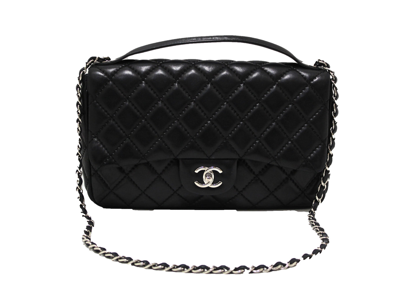 Chanel Black Quilted Lambskin Easy Carry Jumbo Flap Bag