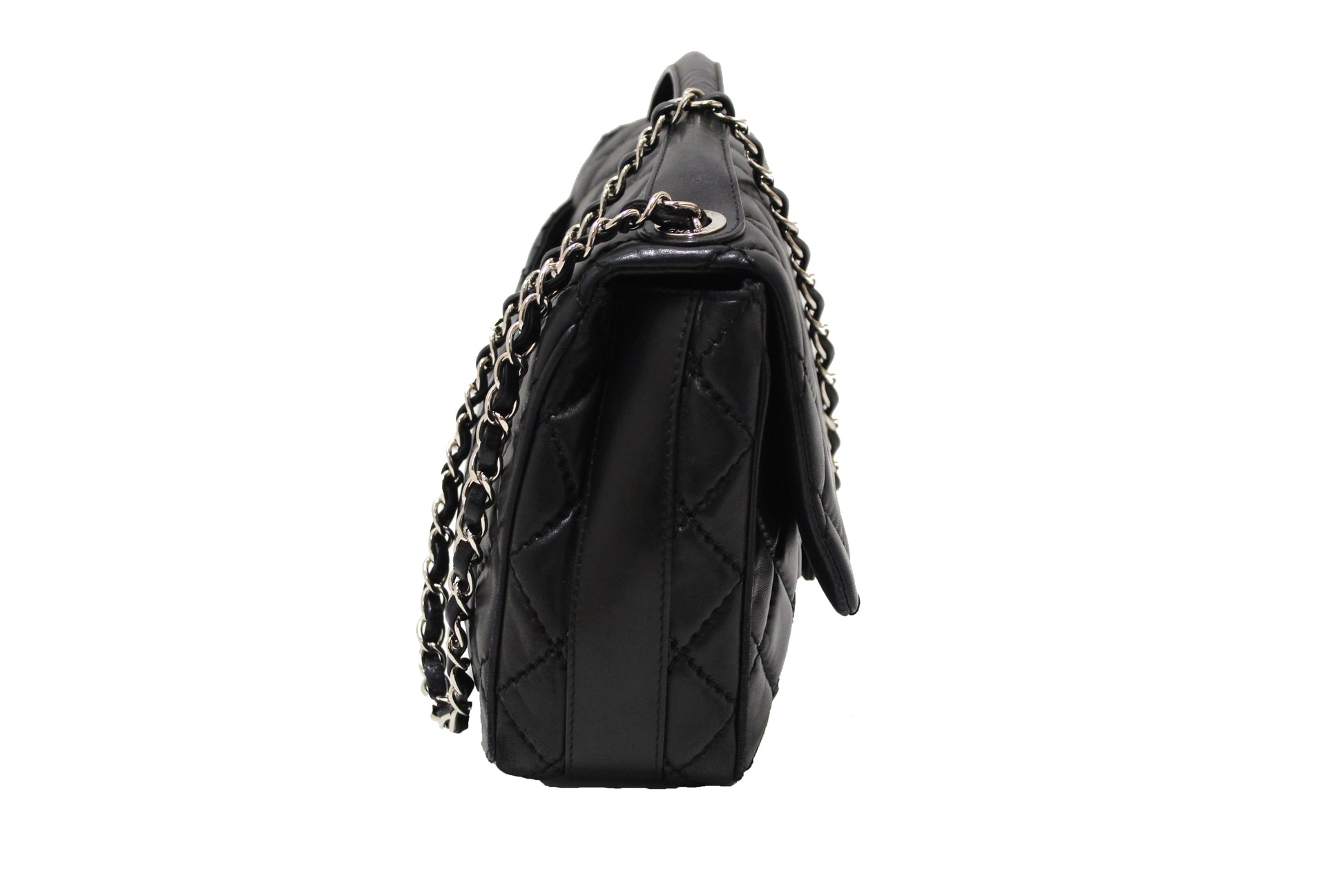 Chanel Black Quilted Lambskin Easy Carry Jumbo Flap Bag