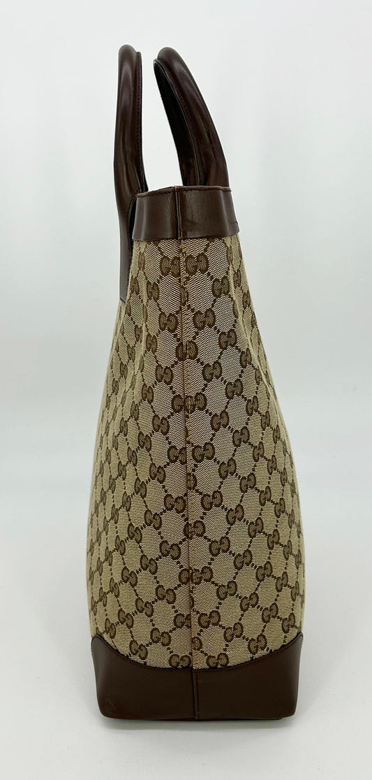 Gucci Monogram Nylon Leather Canvas Tote