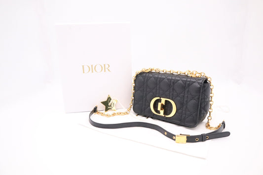 Dior Small Caro Crossbody in Black Cannage Leather