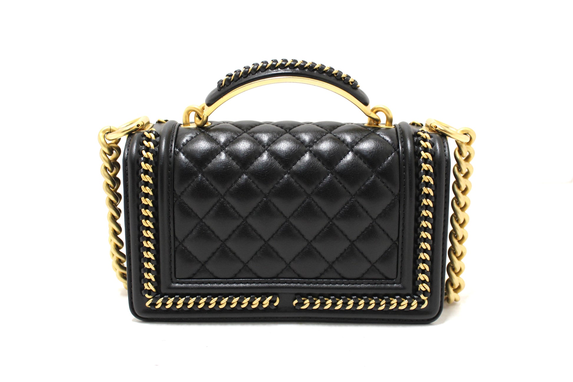 Chanel Black Calfskin Leather Boy Chanel Flap Bag with Handle