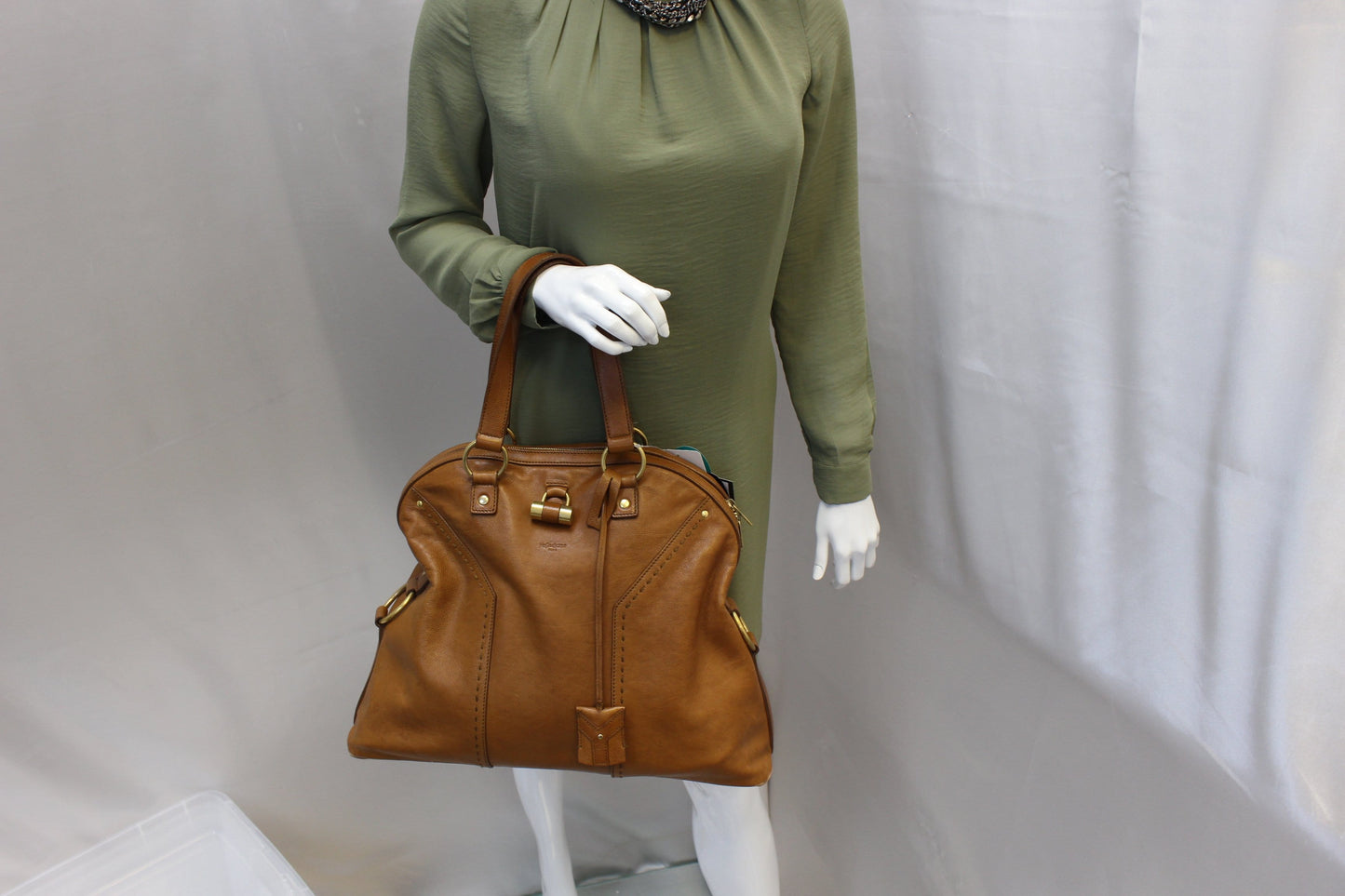 Saint Laurent M Brown Leather Satchel Bag