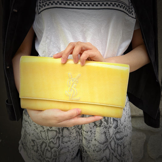 Saint Laurent yellow leather clutch TWS pop