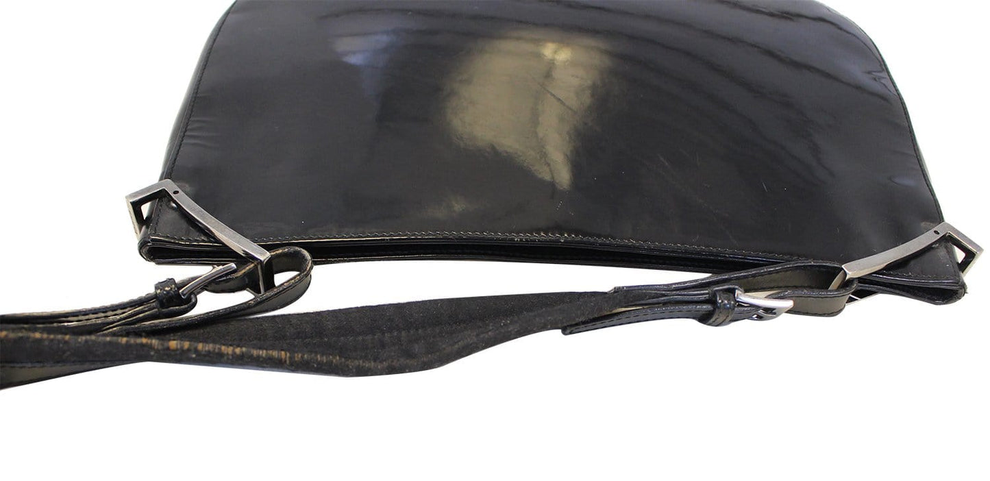 GUCCI Black Leather Hobo Shoulder Bag -