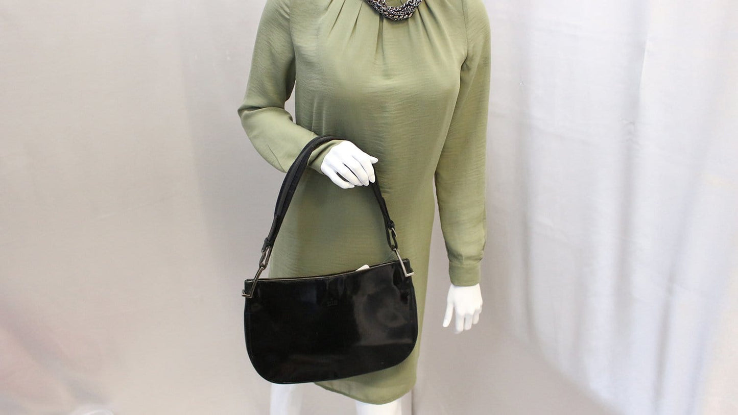 GUCCI Black Leather Hobo Shoulder Bag -