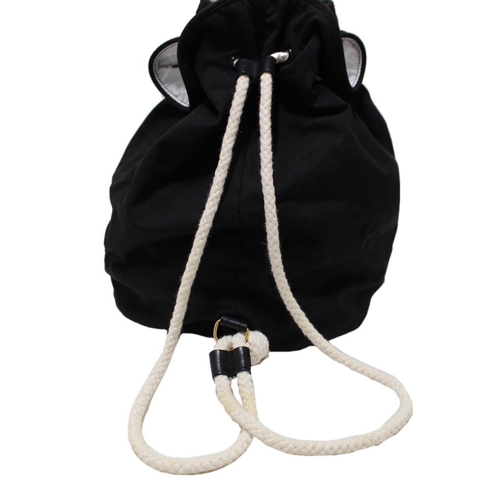 Chanel Black Logo Canvas Big Drawstring Cosmetic Bag