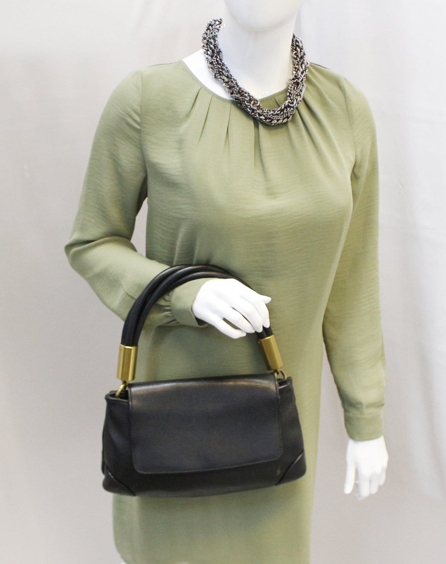 GUCCI Black Leather Satchel Bag