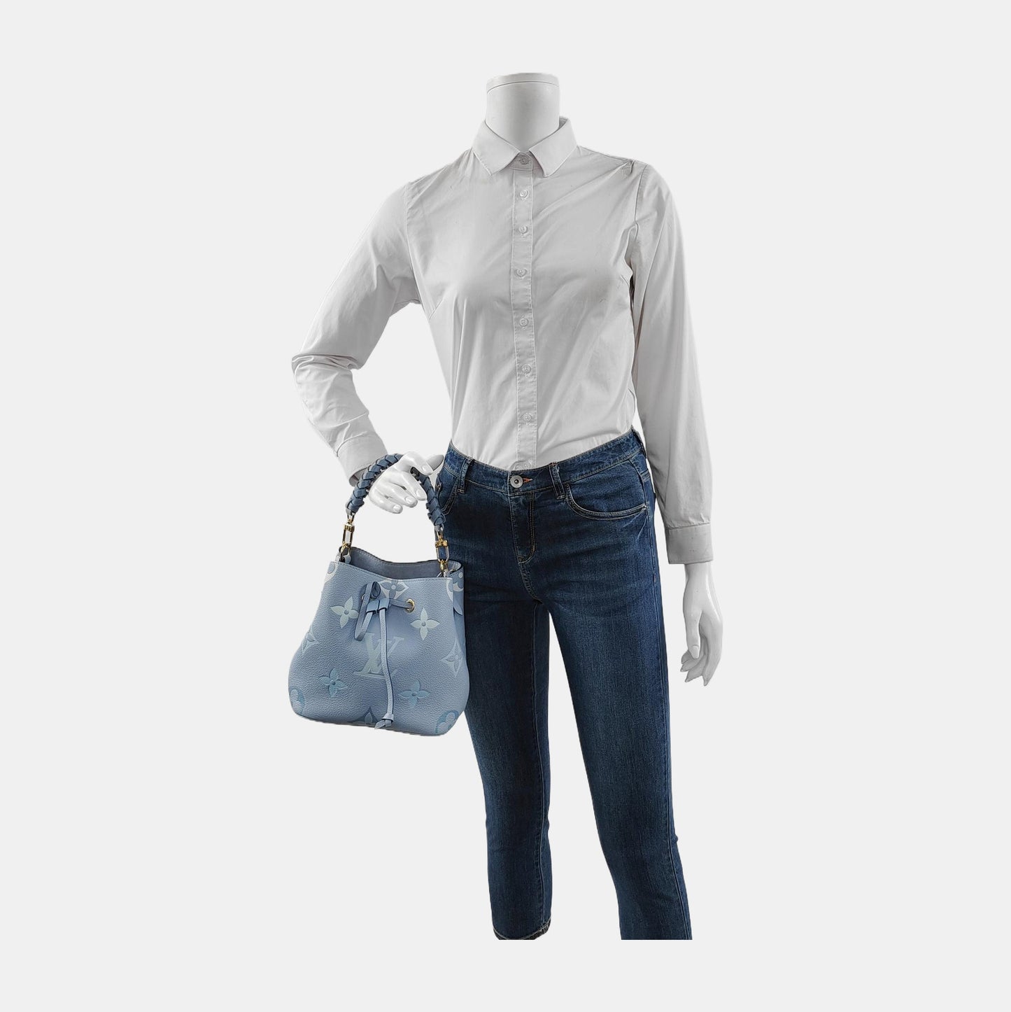 Luxury Women's Handbag | Louis Vuitton Néonoé BB Giant Monogram Blue Leather