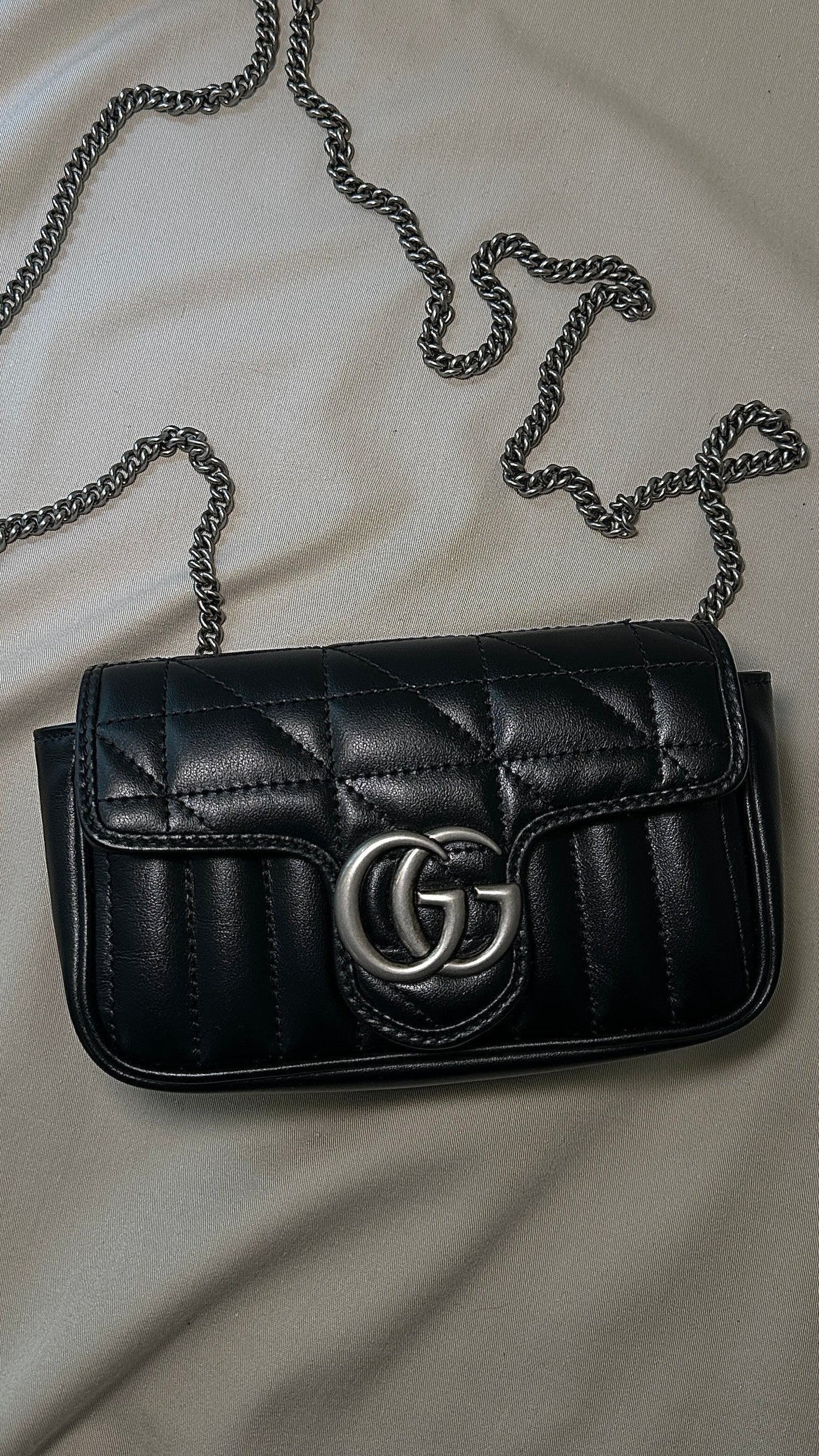 GUCCI Mini Quilted Marmont Camera Bag Black