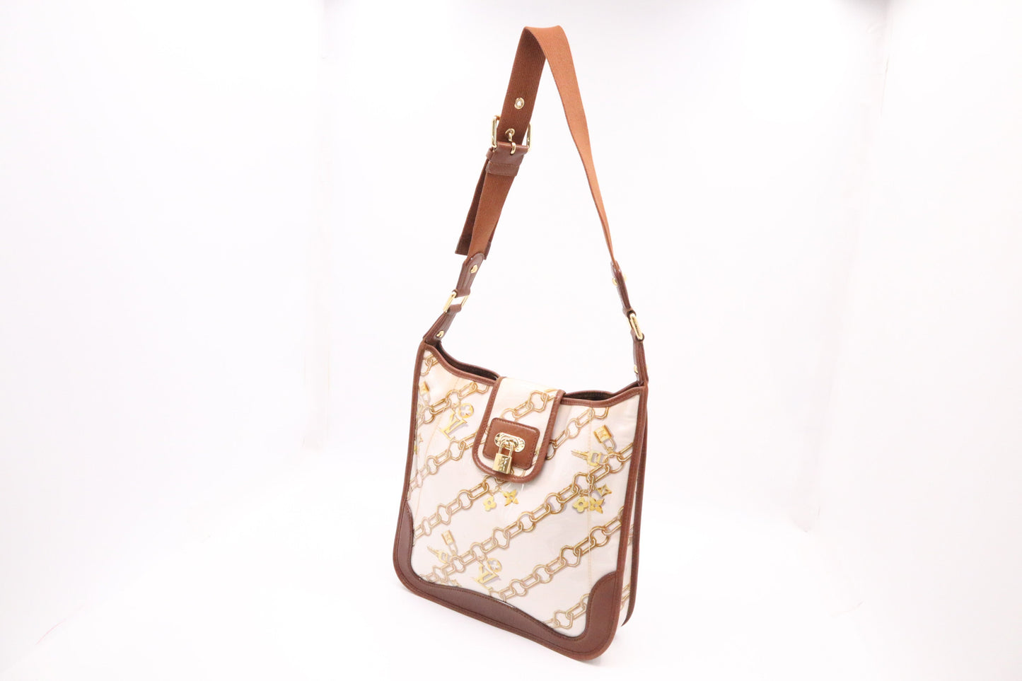 Louis Vuitton Charm Mtte in Cream Canvas & Brown Leather