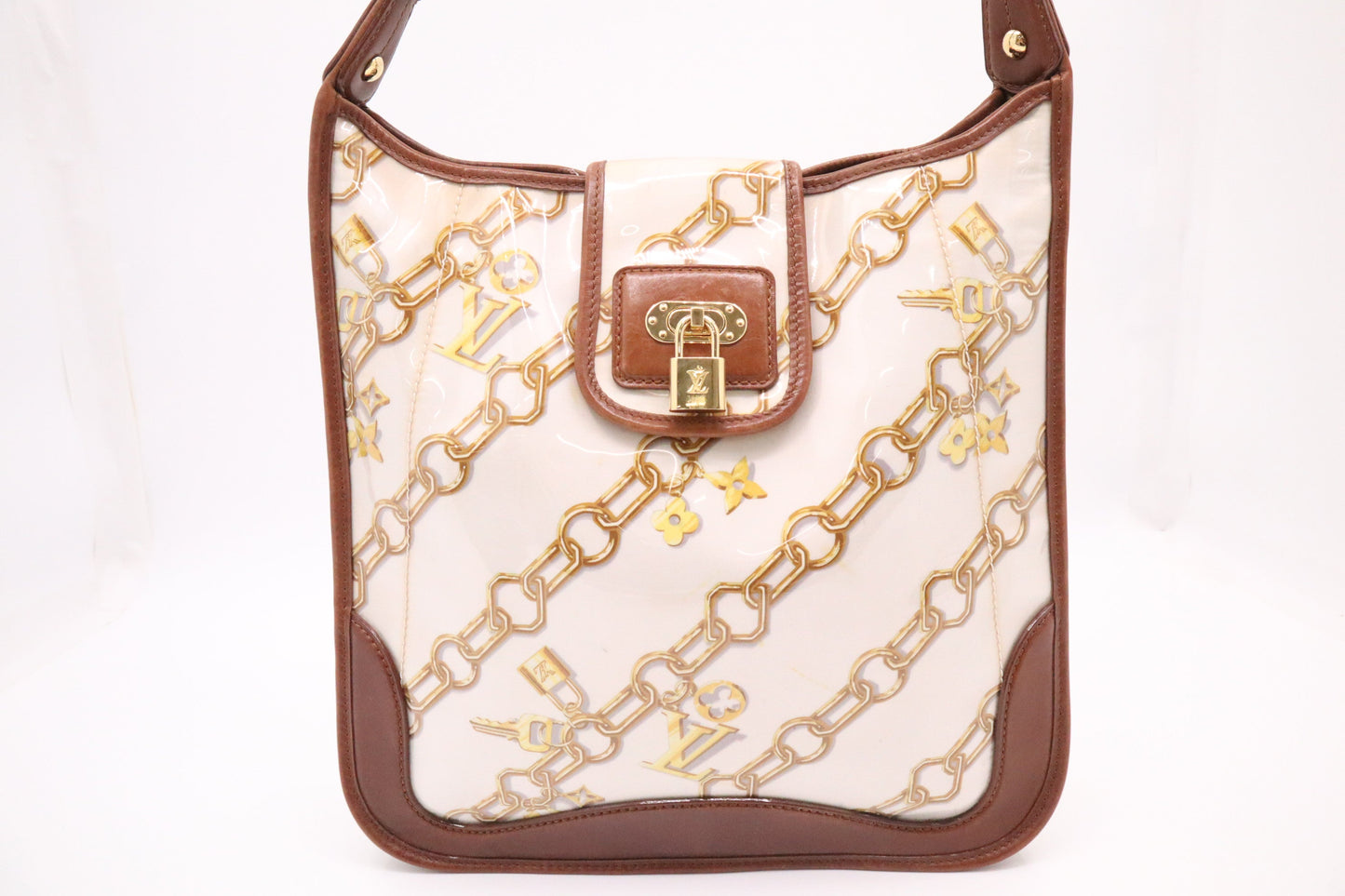 Louis Vuitton Charm Mtte in Cream Canvas & Brown Leather