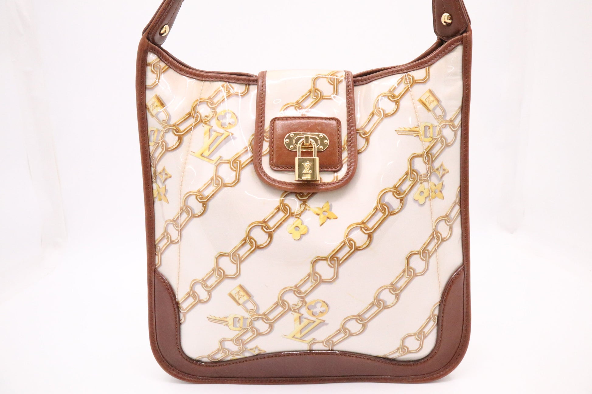 Louis Vuitton Charm Mtte in Cream Canvas & Brown Leather