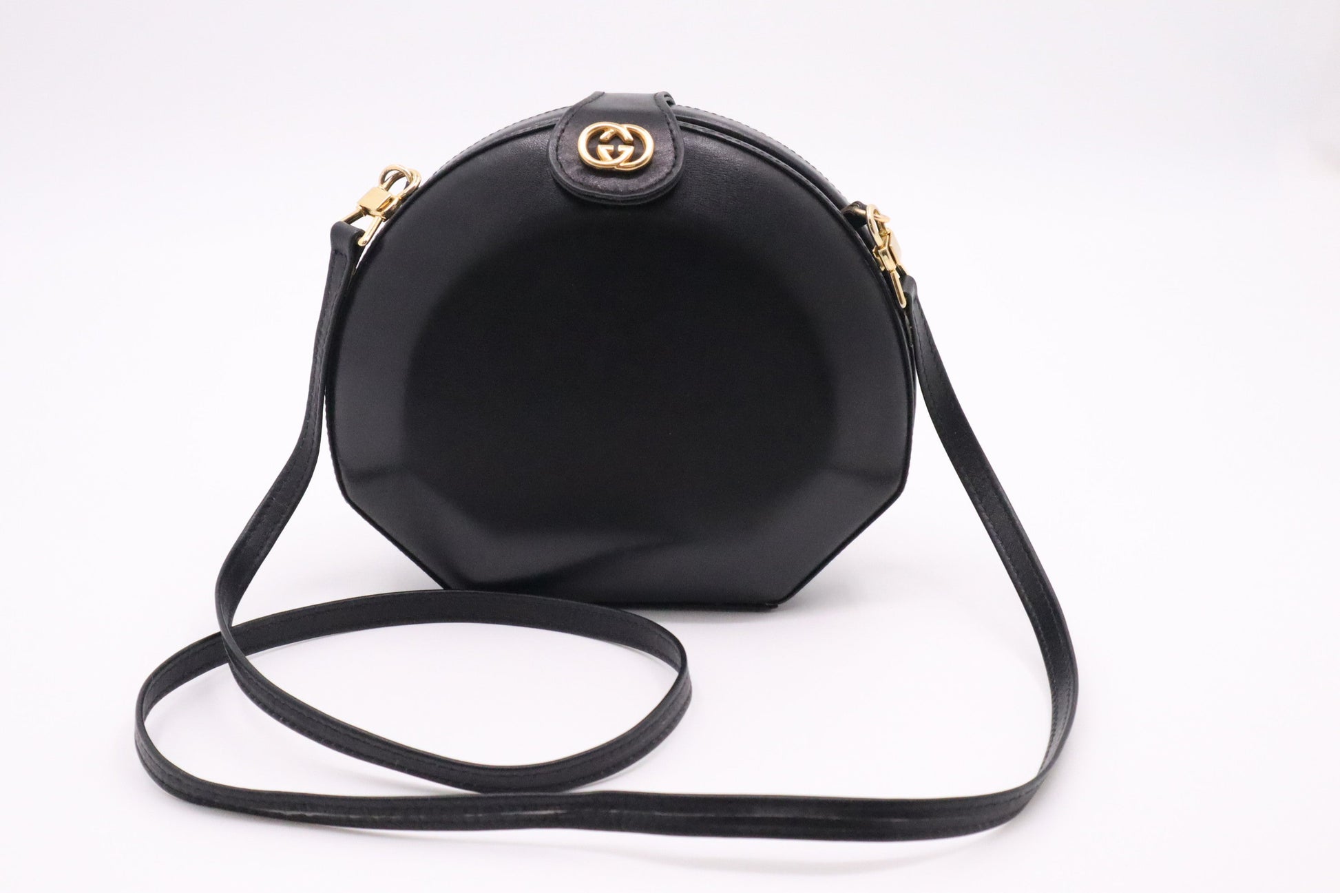 Gucci Hard Case Shoulder Bag in Black Leather