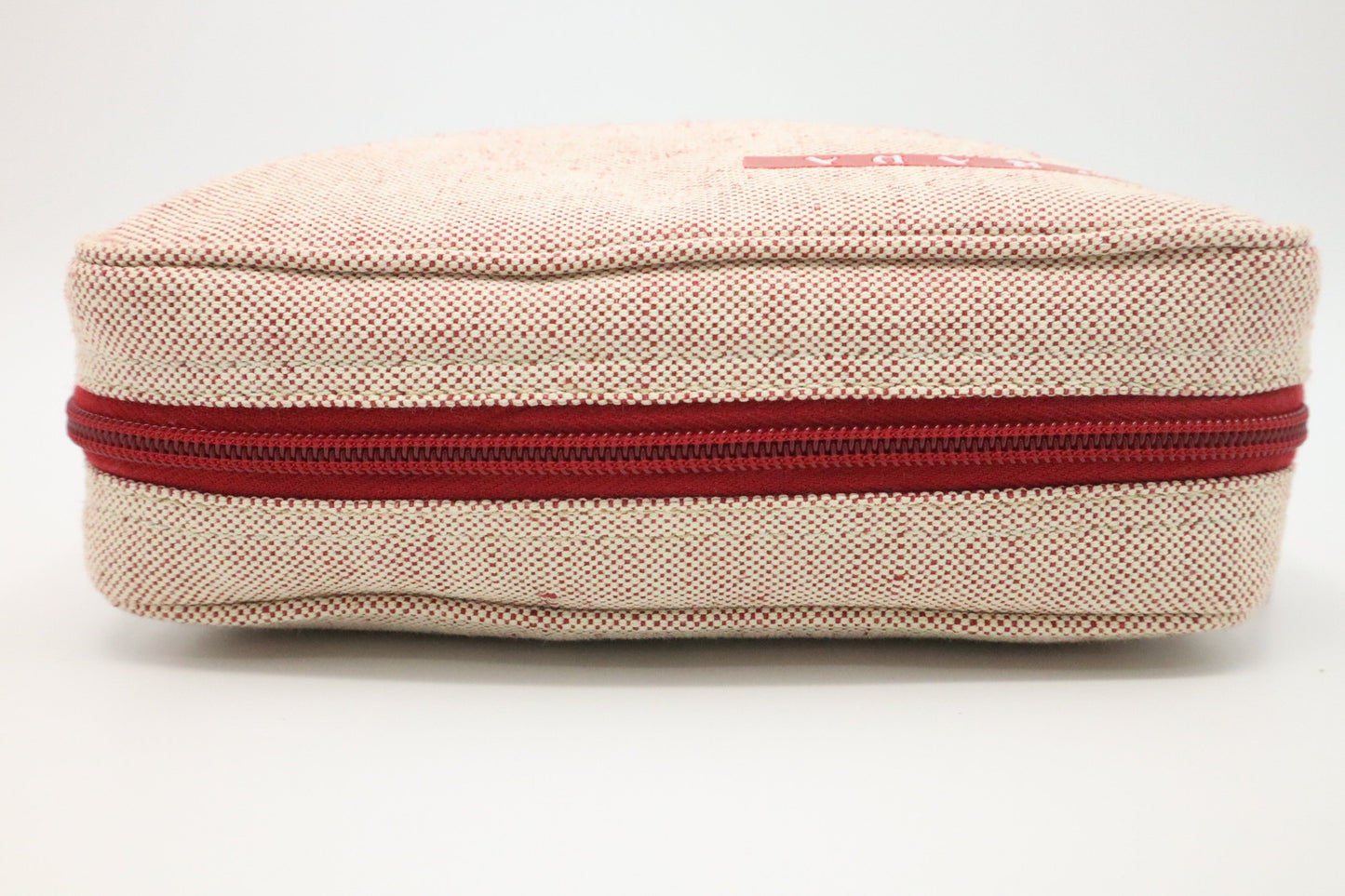 Prada Pouch in Beige and Red Canvas
