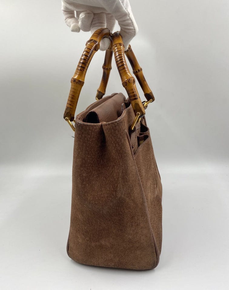 Gucci Bamboo Leather Suede Tote Style 1