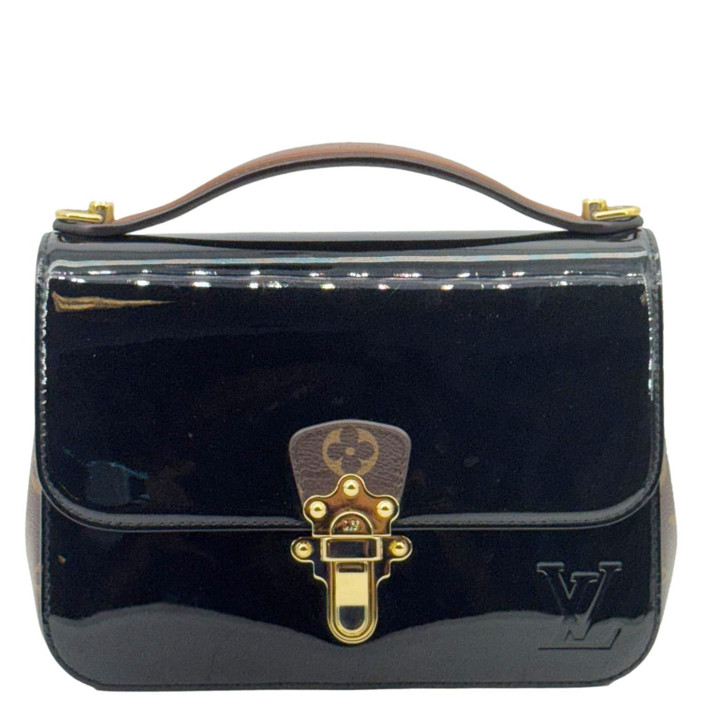 LOUIS VUITTON Cherrywood BB Vernis Leather Crossbody Bag Black
