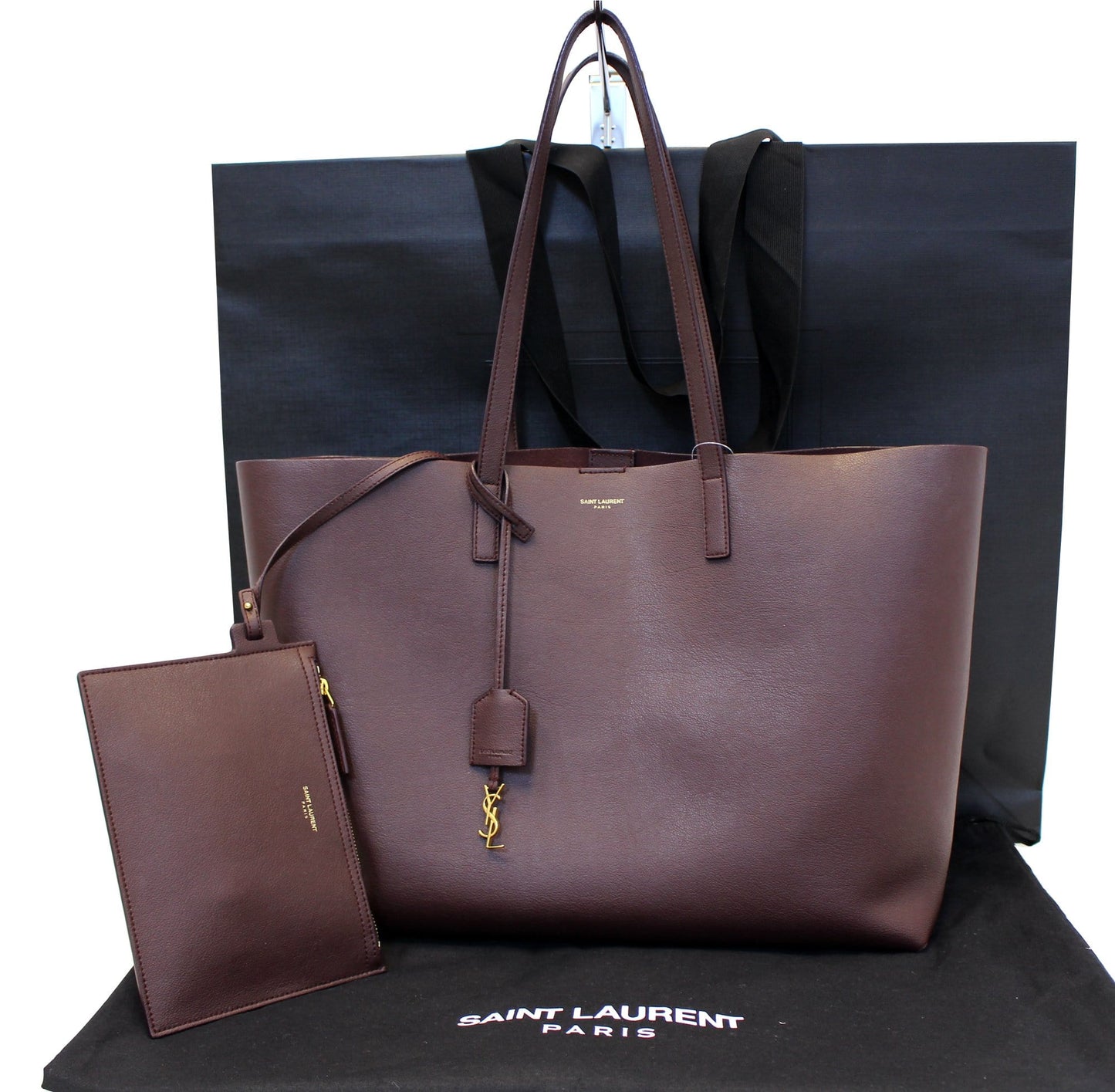 Saint Laurent Black Leather East West Shopping Tote Bag