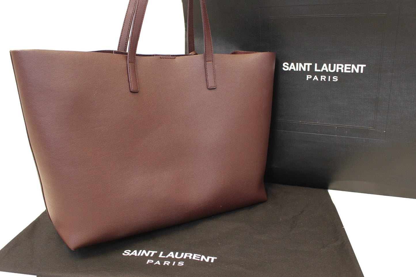 Saint Laurent Black Leather East West Shopping Tote Bag