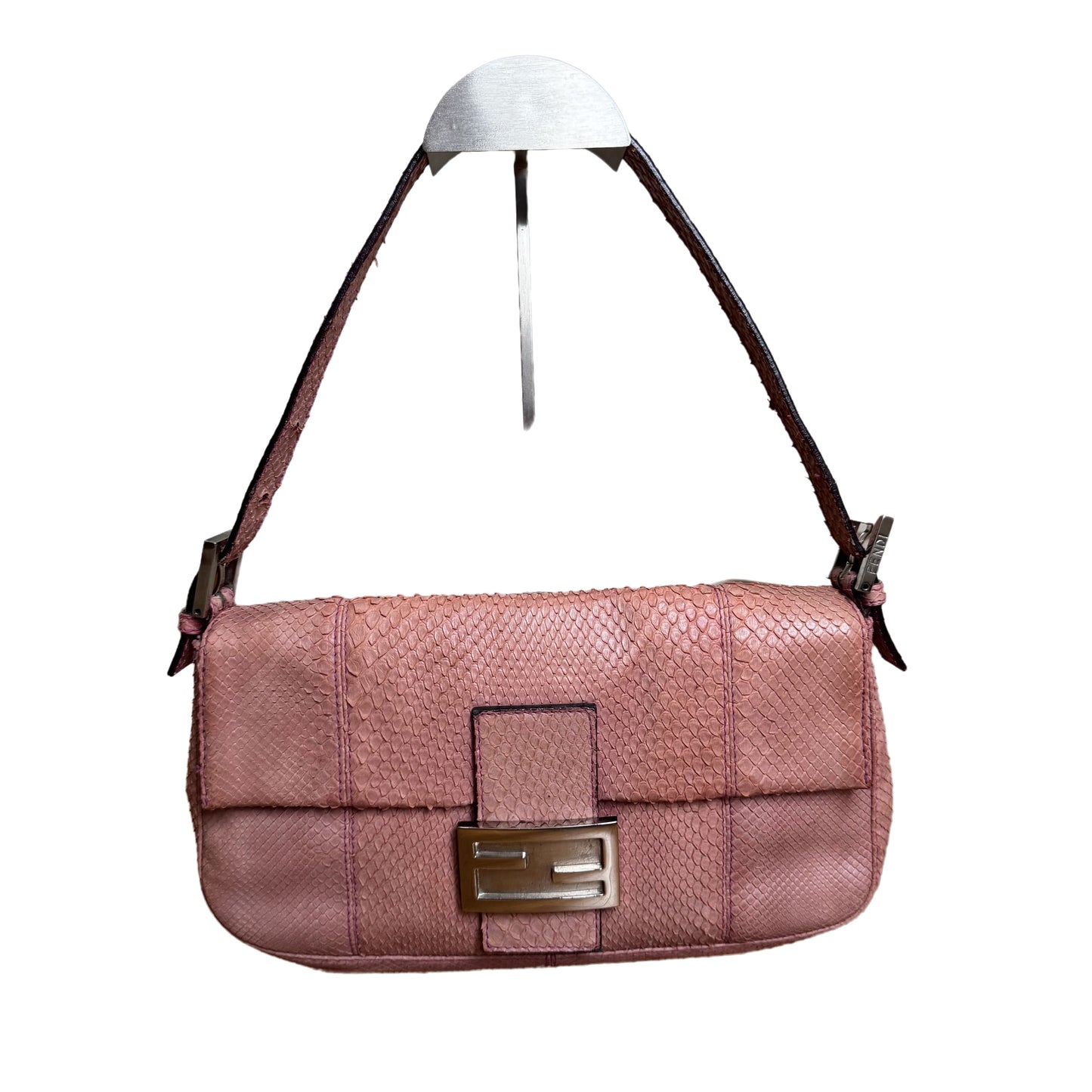 FENDI Baguette Purple Python-skin Leather Shoulder Bag