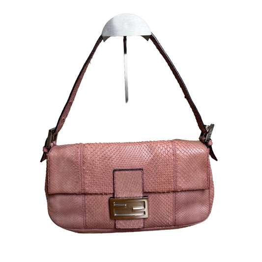 FENDI Baguette Purple Python-skin Leather Shoulder Bag