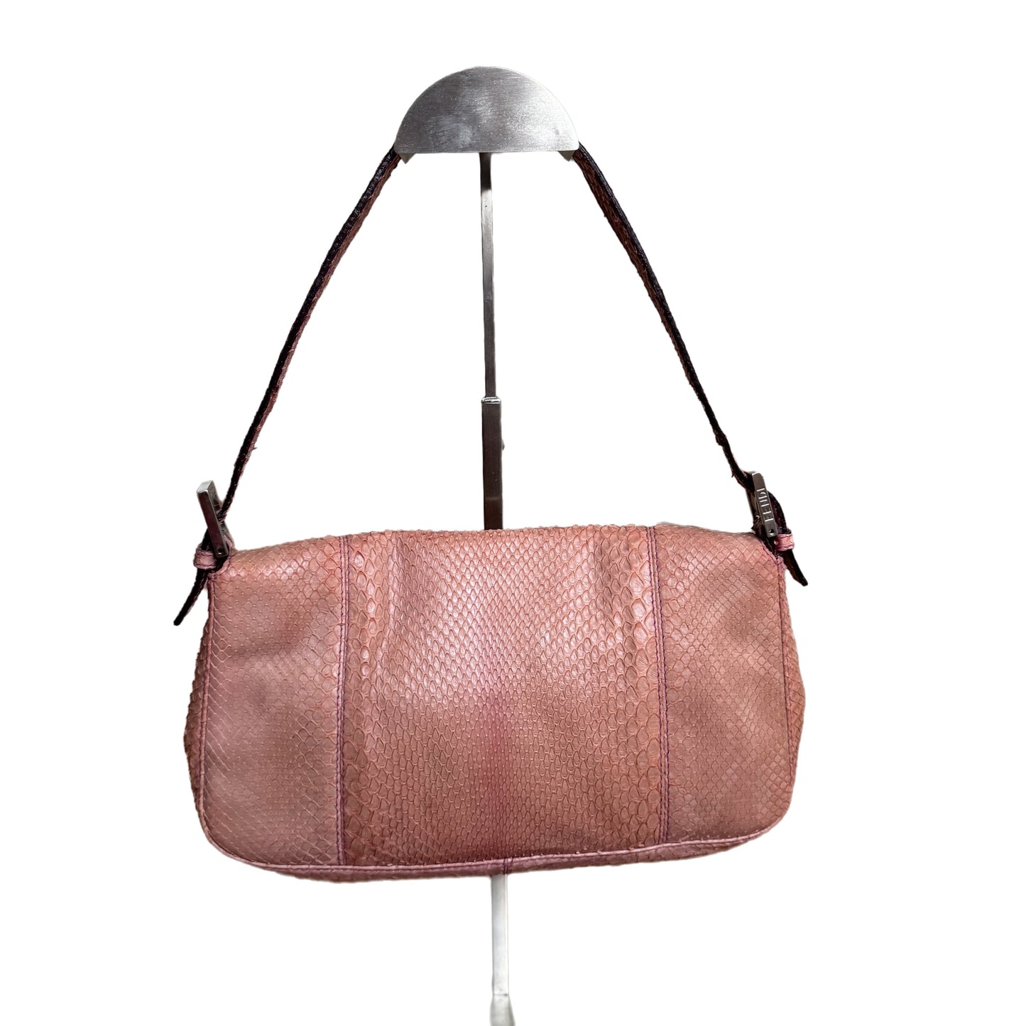 FENDI Baguette Purple Python-skin Leather Shoulder Bag