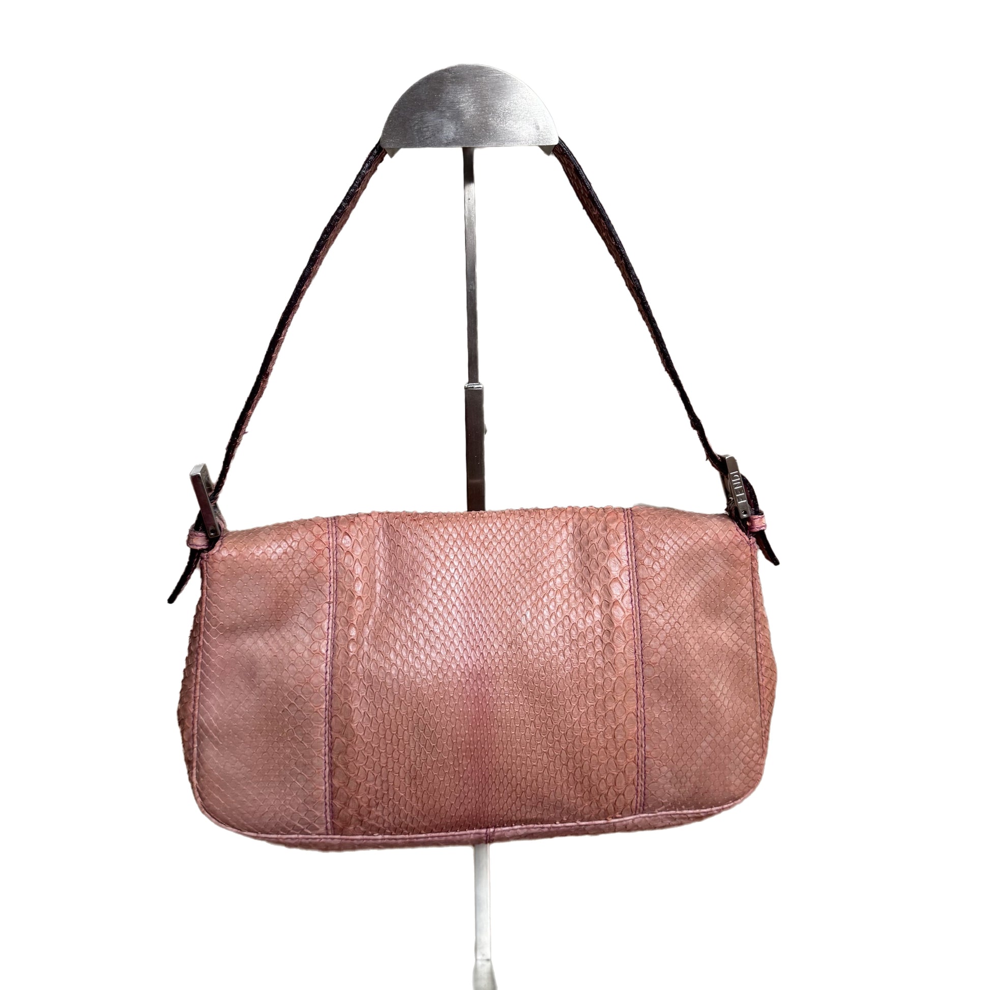 FENDI Baguette Purple Python-skin Leather Shoulder Bag