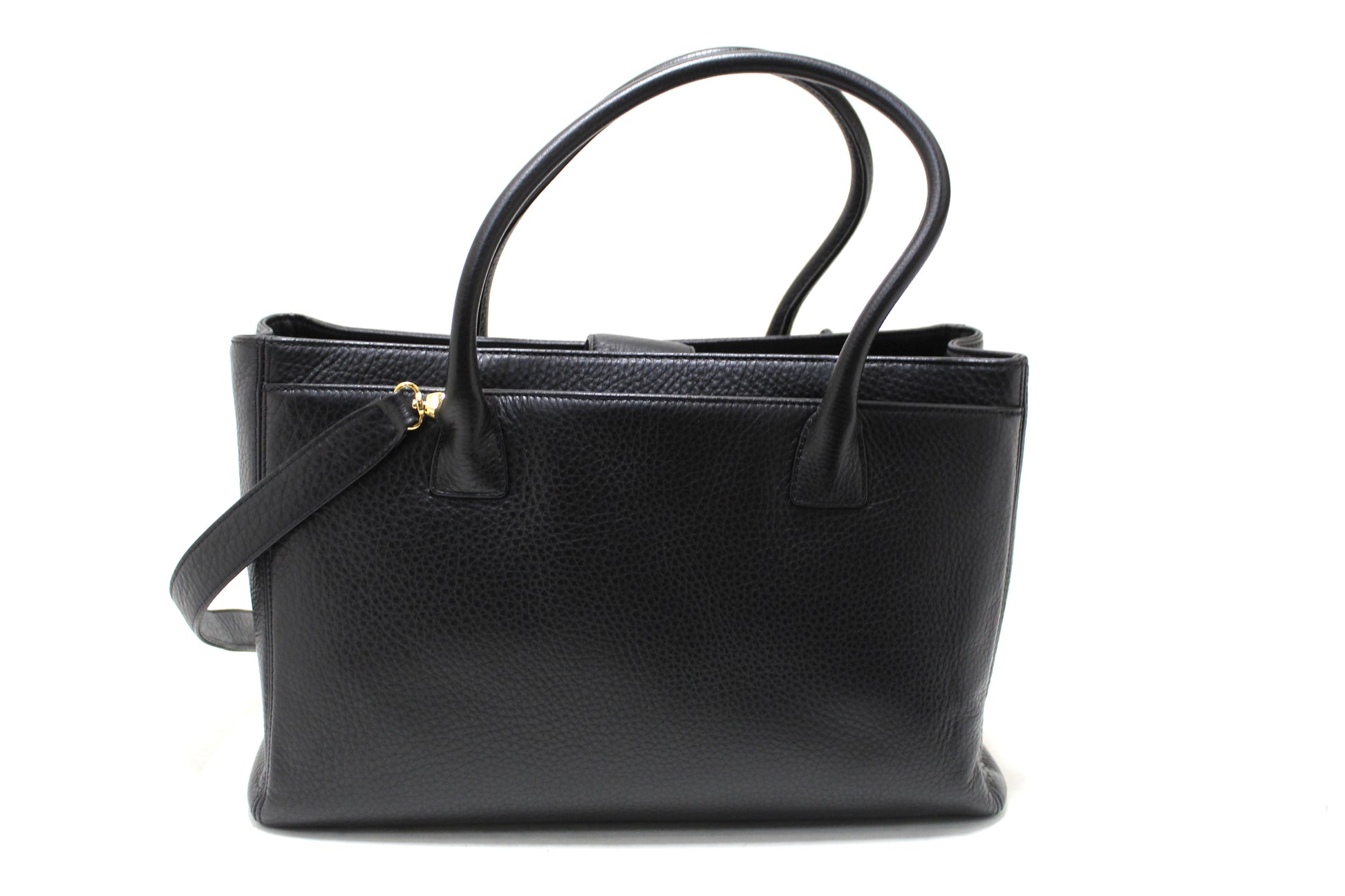 Chanel Black Calfskin Cerf Executive Shopper Shoulder Tote Bag