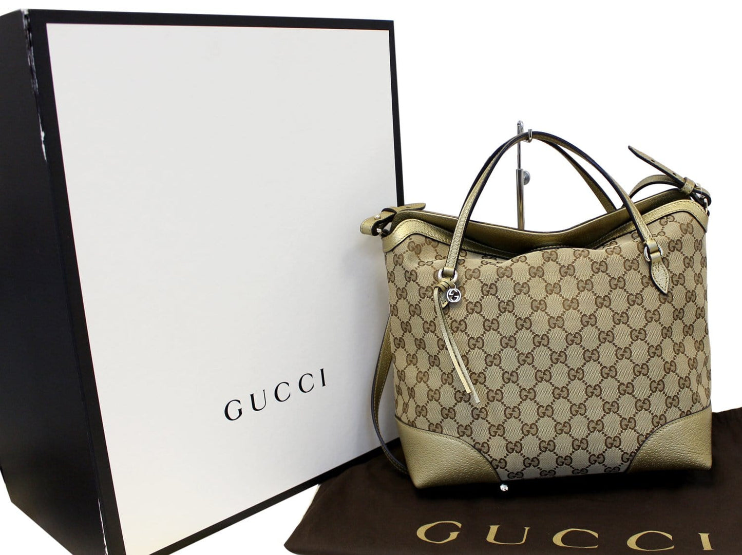 GUCCI Bree GG Canvas Top Handle Shoulder Bag