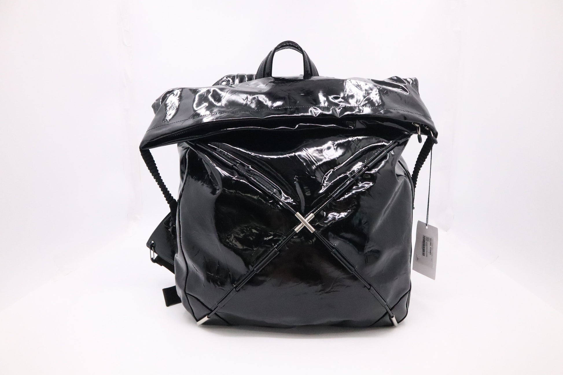 Bottega Veneta Tent Truck Backpack in Black Patent Leather