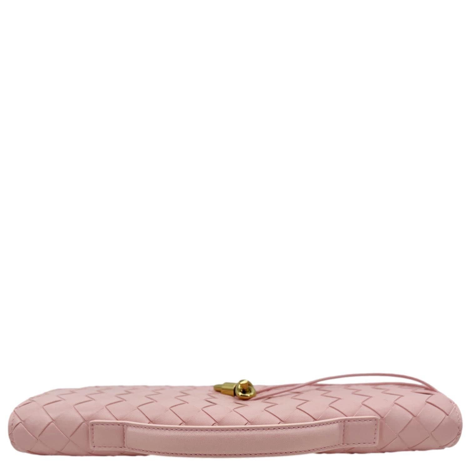 BOTTEGA VENETA Andiamo Woven Leather Clutch Rose
