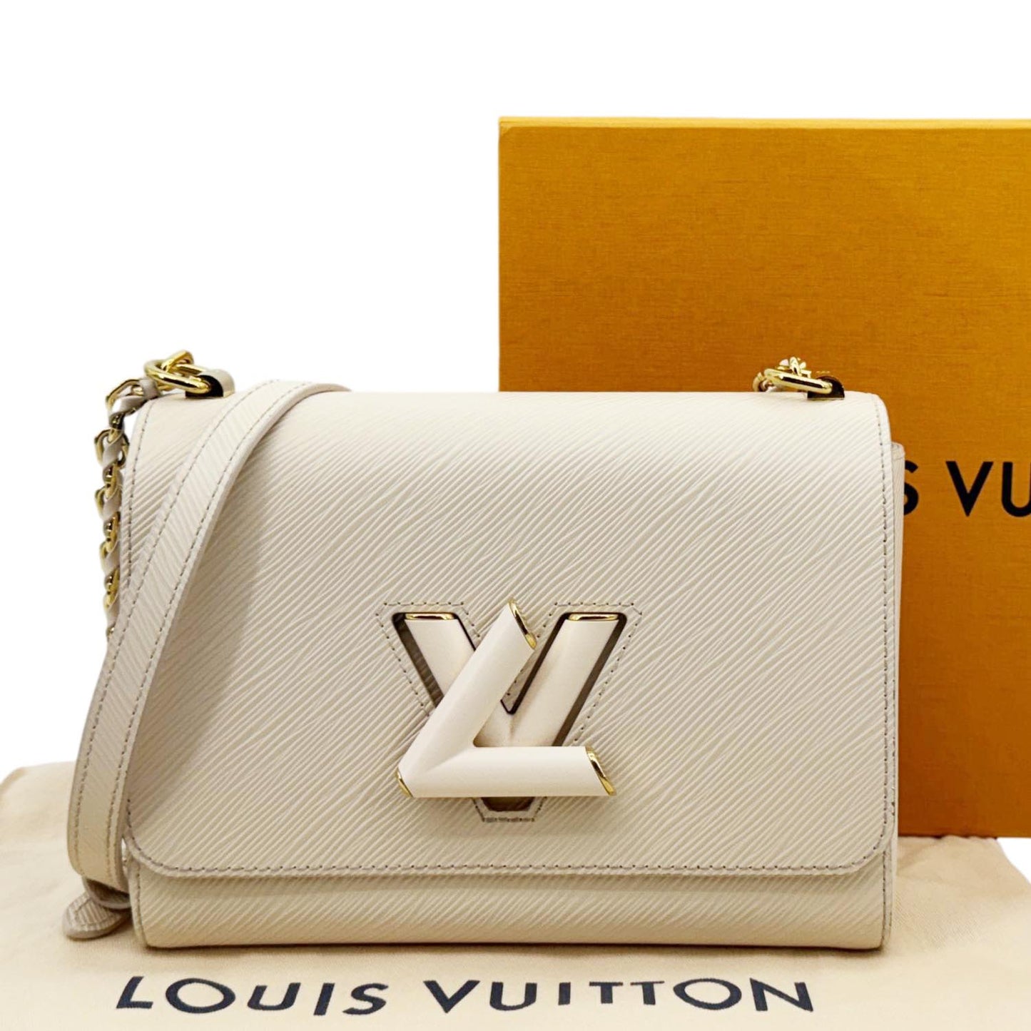 LOUIS VUITTON Twist MM Epi Leather Chain Shoulder Bag Off White