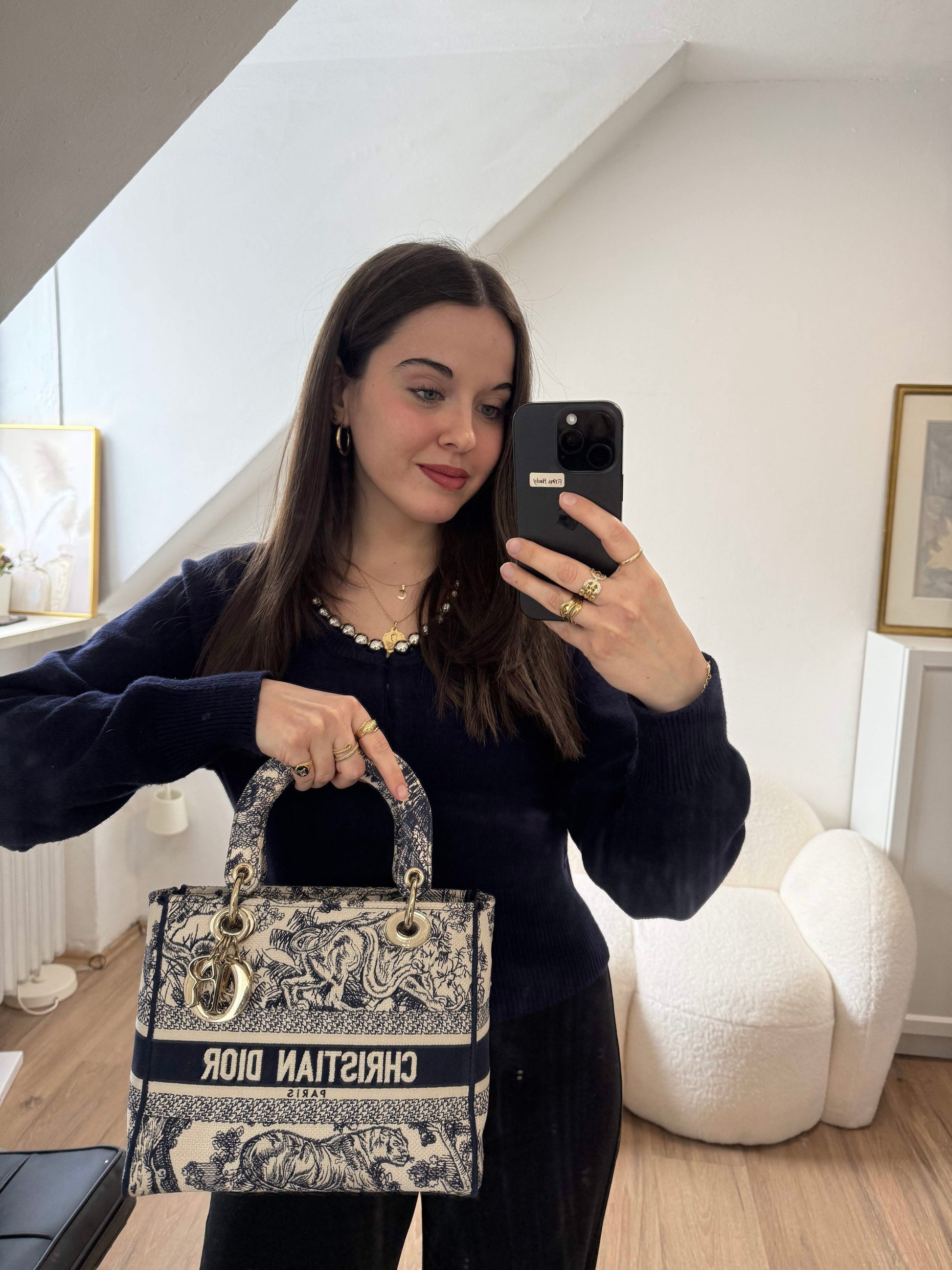 Christian Dior Lady Dior D-Lite Bag Medium in Canvas