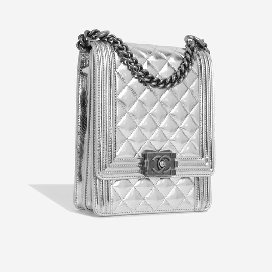 Chanel North South Boy Bag - Silver