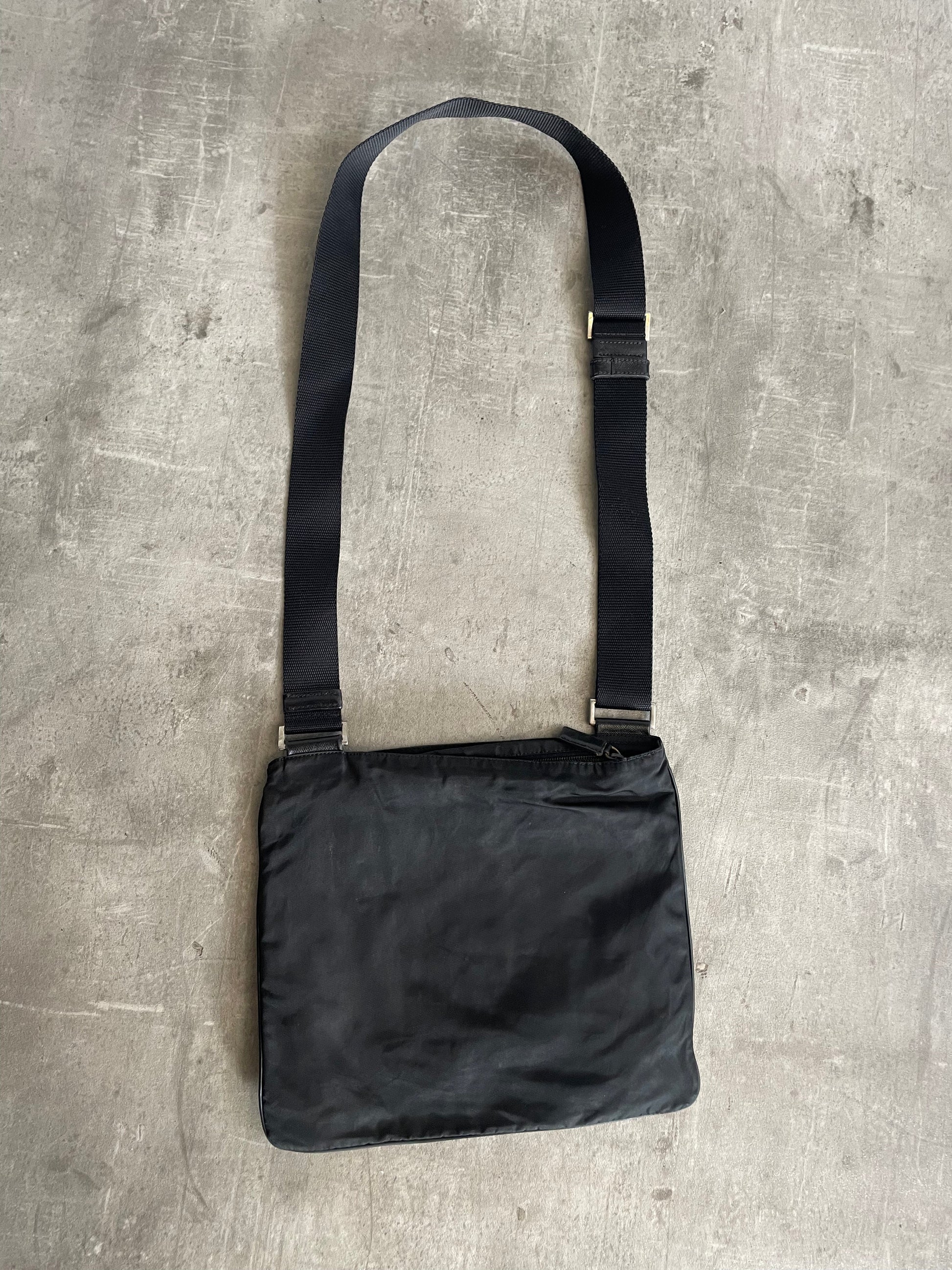Prada Logo Plaque Nylon Crossbody Bag