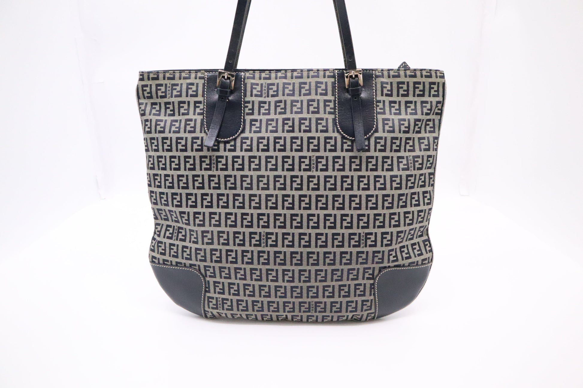 Fendi Tote in Navy Blue Zucca Canvas