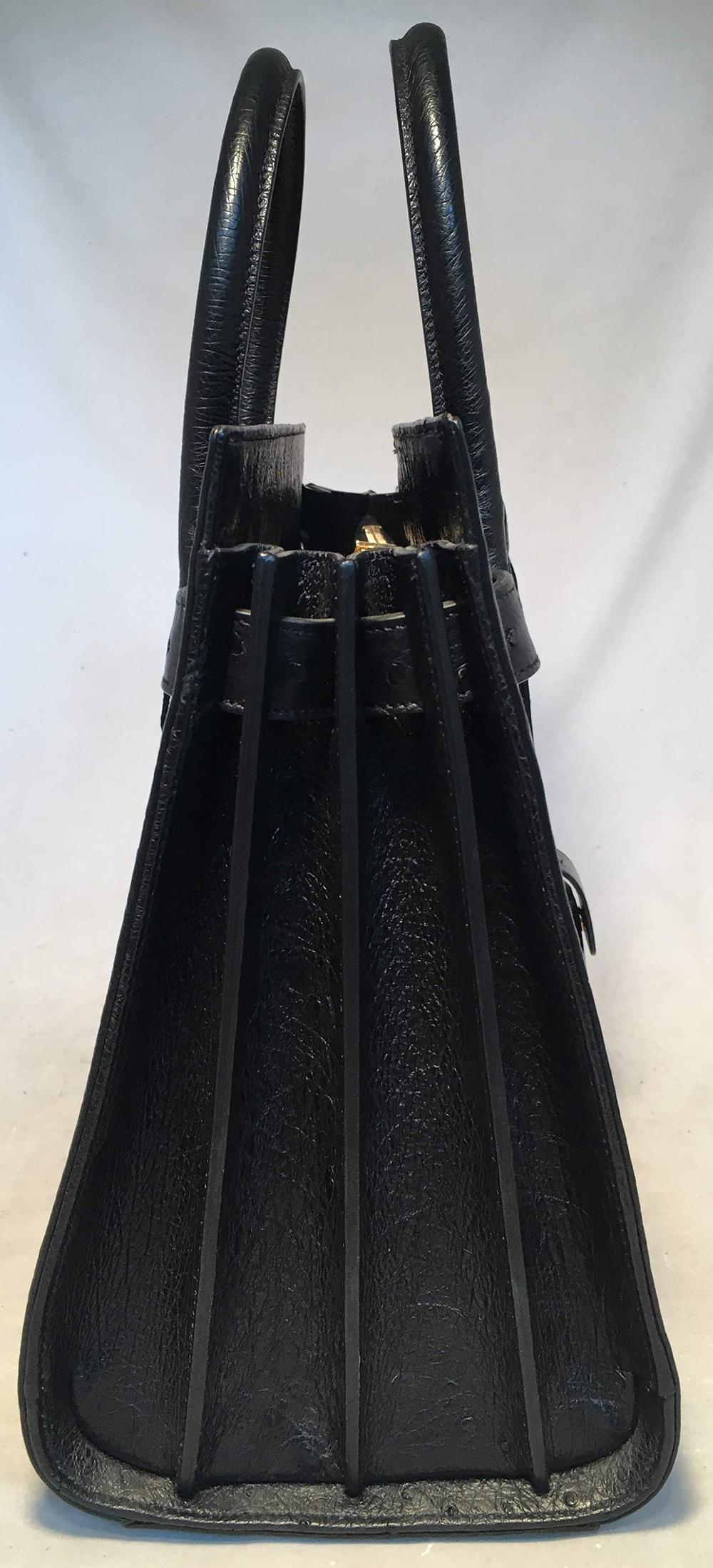 Yves Saint Laurent NWOT YSL Black Ostrich Small Sac Du Jour HandBag