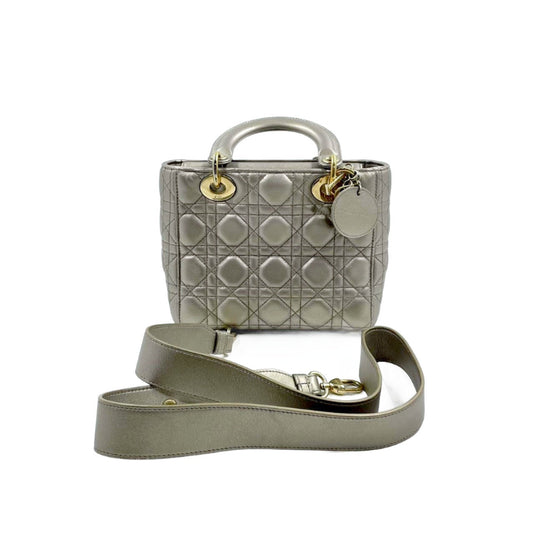 Lady Dior Small ABCdior Light Copper Gold Cannage Lambskin Handbag with ABC Strap