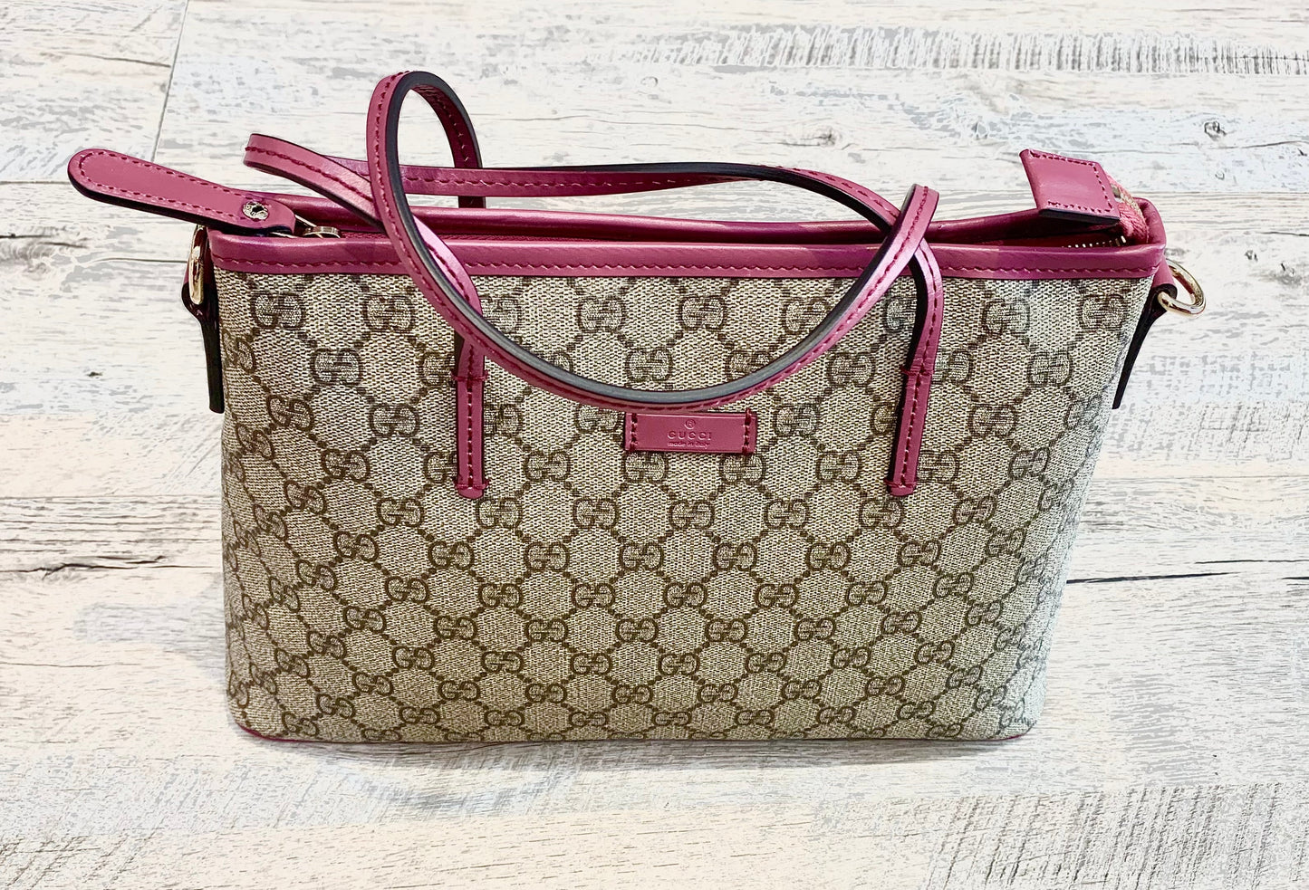 Gucci Caro Leather Canvas Tote