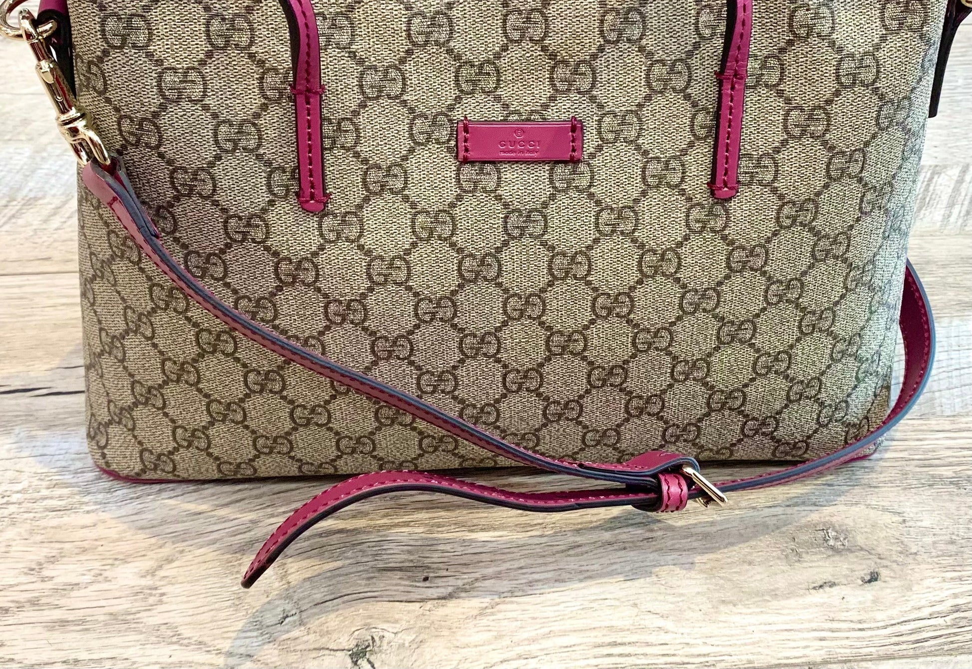 Gucci Caro Leather Canvas Tote