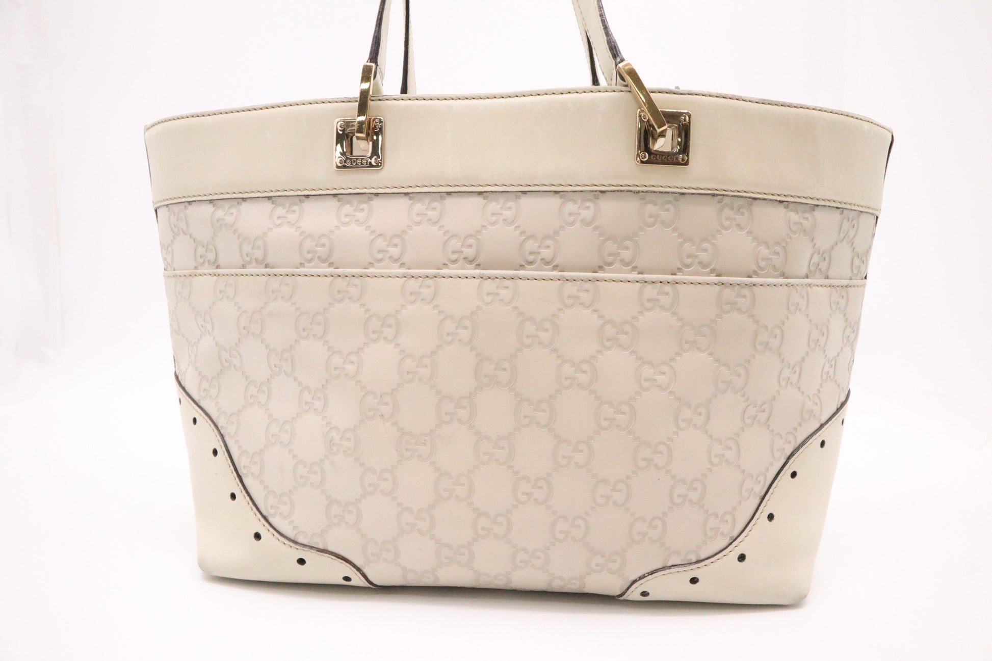 Gucci Medium Punch Tote in Beige Guccissima Leather
